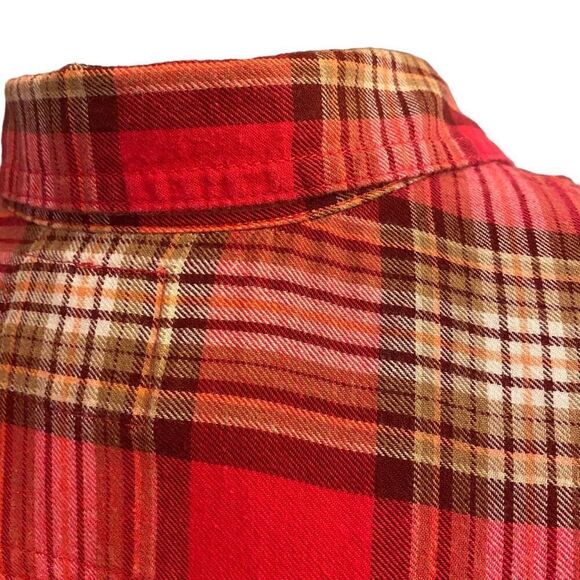 Old Navy Red Plaid Long Sleeve Flannel Button Down‎ Top Sz M - Picture 9 of 13